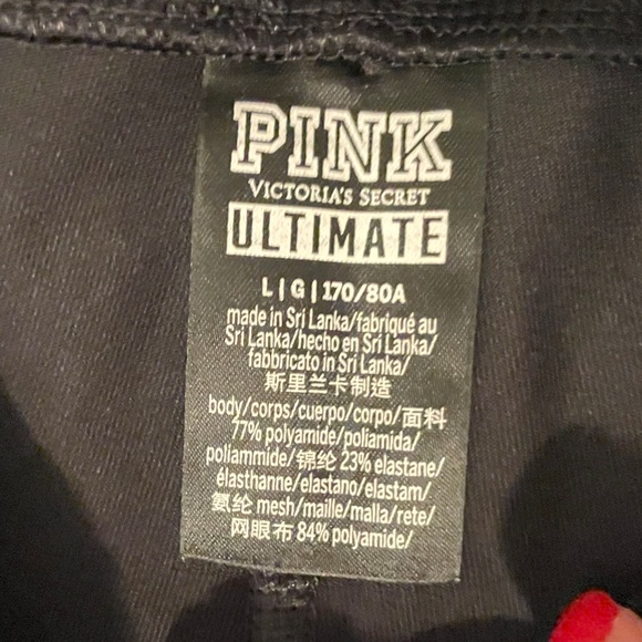 PINK Victoria's Secret Black High Waist Leggings Side Mesh Panel Size Large - Picture 10 of 10